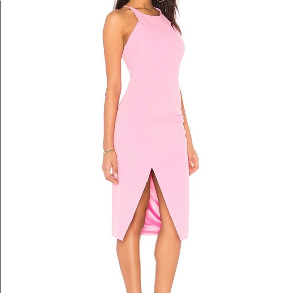 Bardot- backless pink midi with slit - Picture 3 of 3
